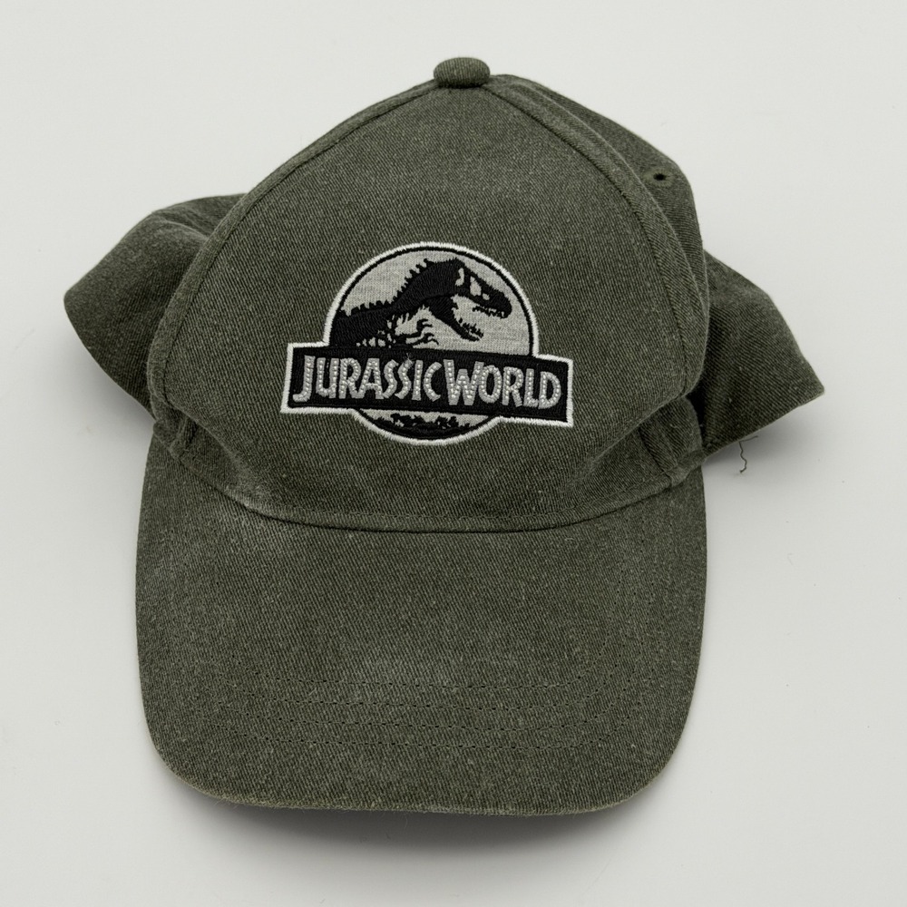 Jurassic World Baseball Cap Hat Olive Green Embroidered Logo Snapback Adjustable